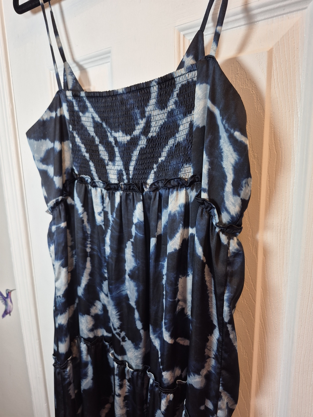 Michael Kors Tie Dye Maxi Dress Boho Tiered Satin Slip Summer Casual M - Picture 5 of 7